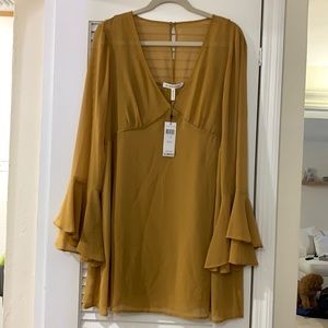 BCBG Sheer Gold Mini Dress